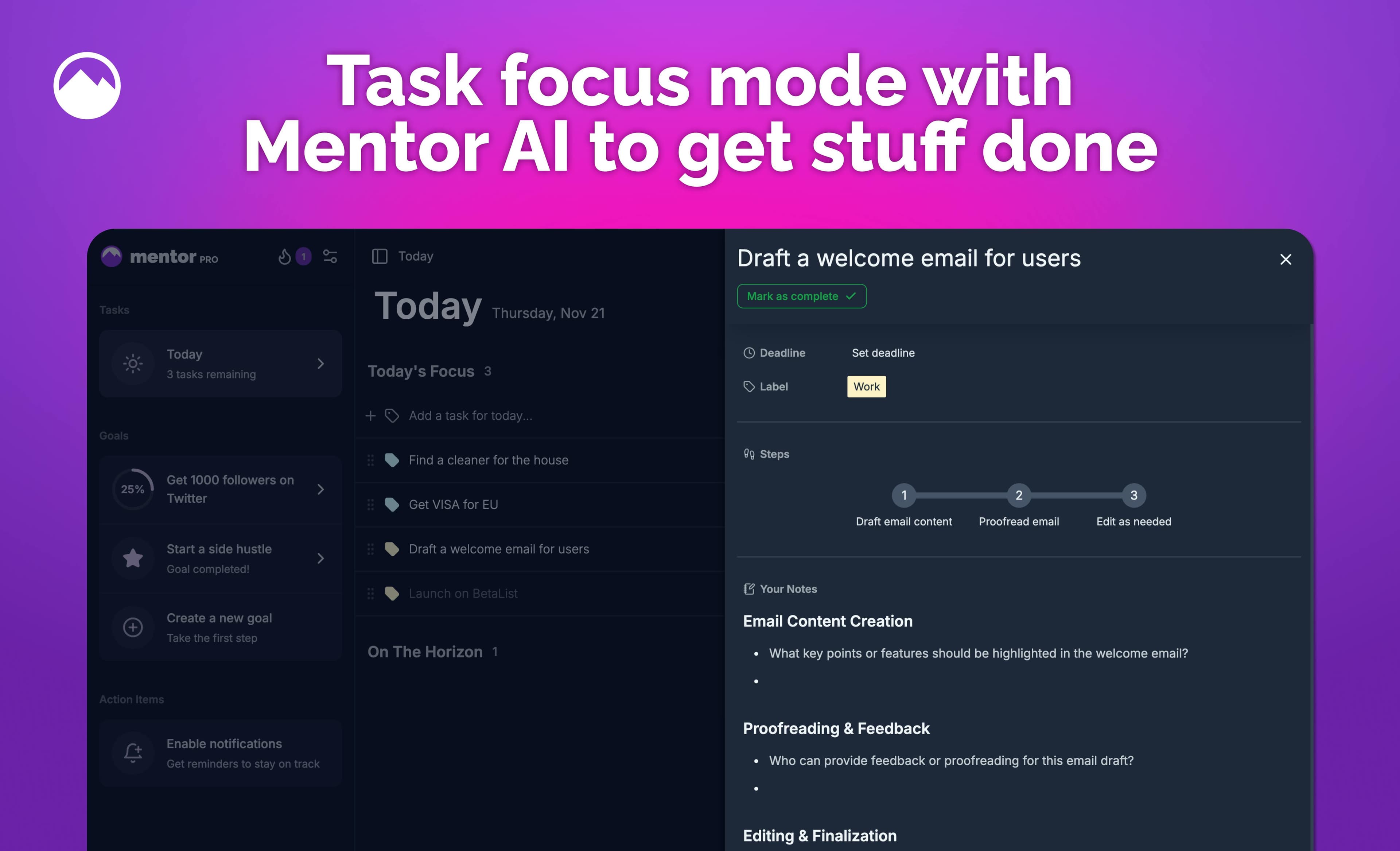 Mentor: Unlock your full potential with AI powered goal management