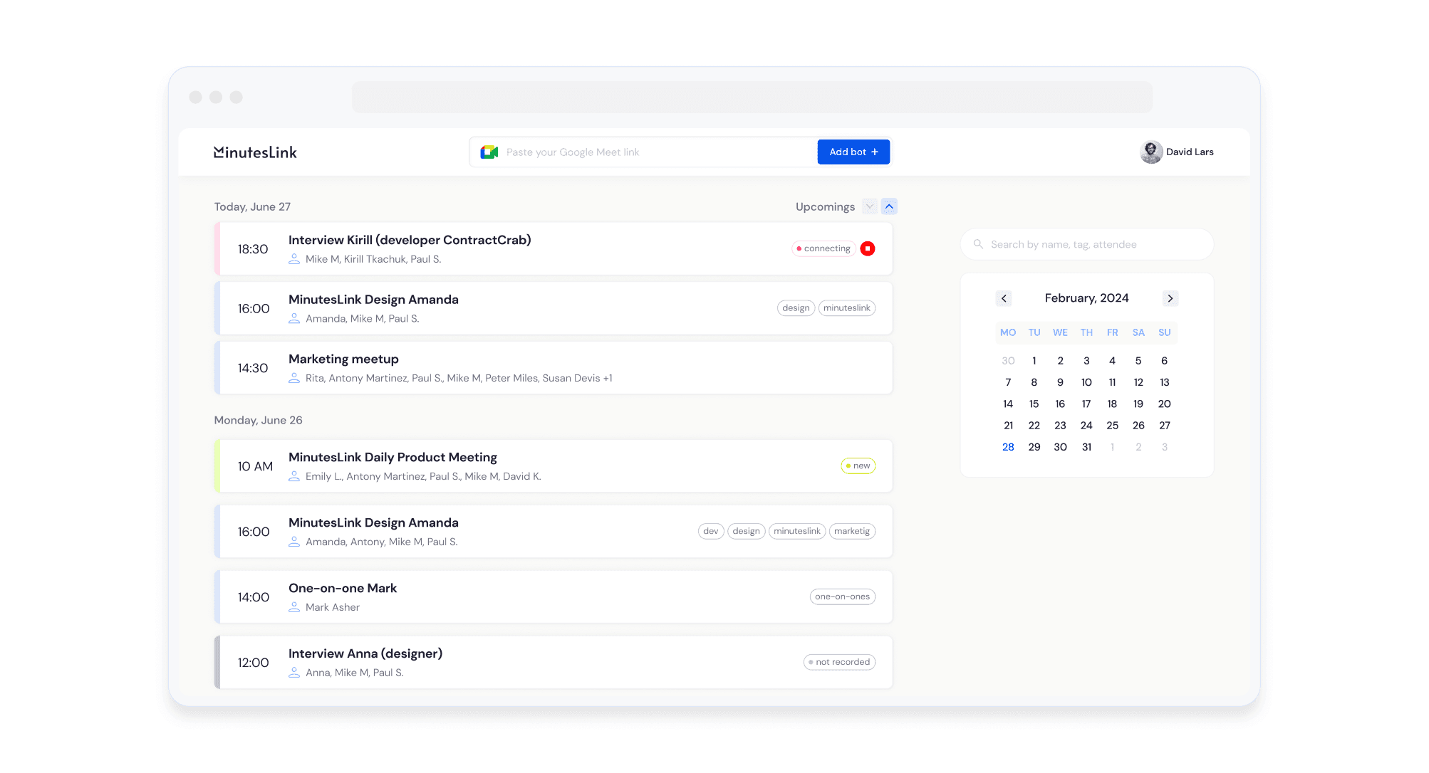 MinutesLink — AI Note Taker for Zoom & Google Meet