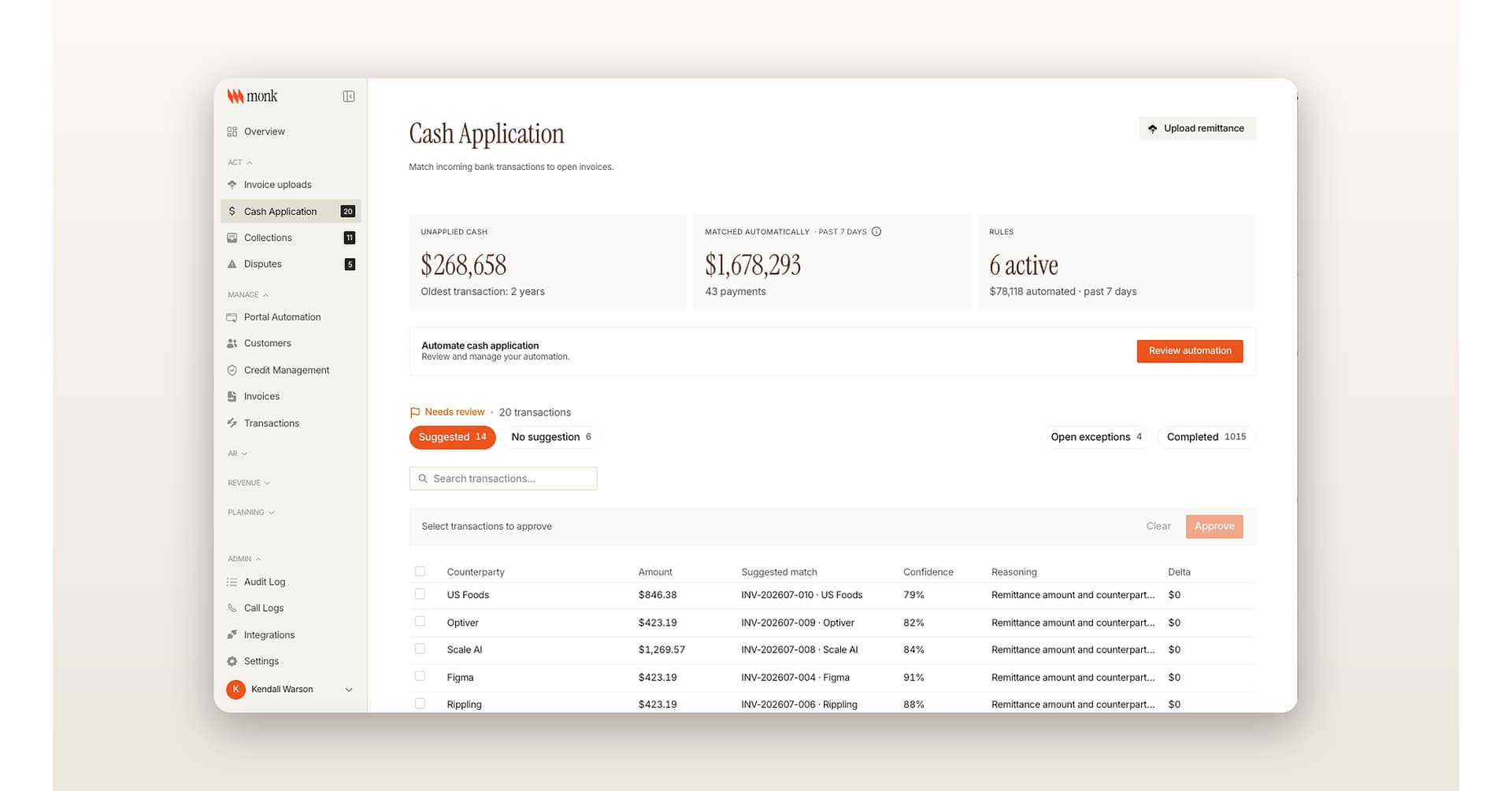 Monk Launches Cash Application 2.0, Automating 80% of Payment Matching with a Fully Au…