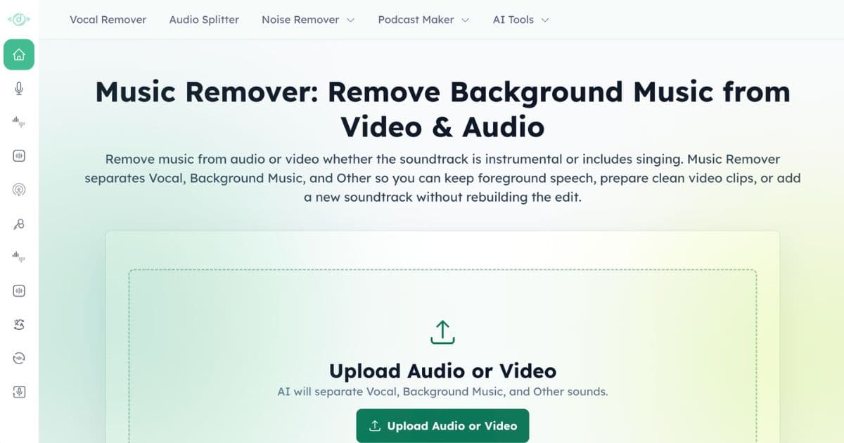 MusicRemover AI: Clear Background Music Removal