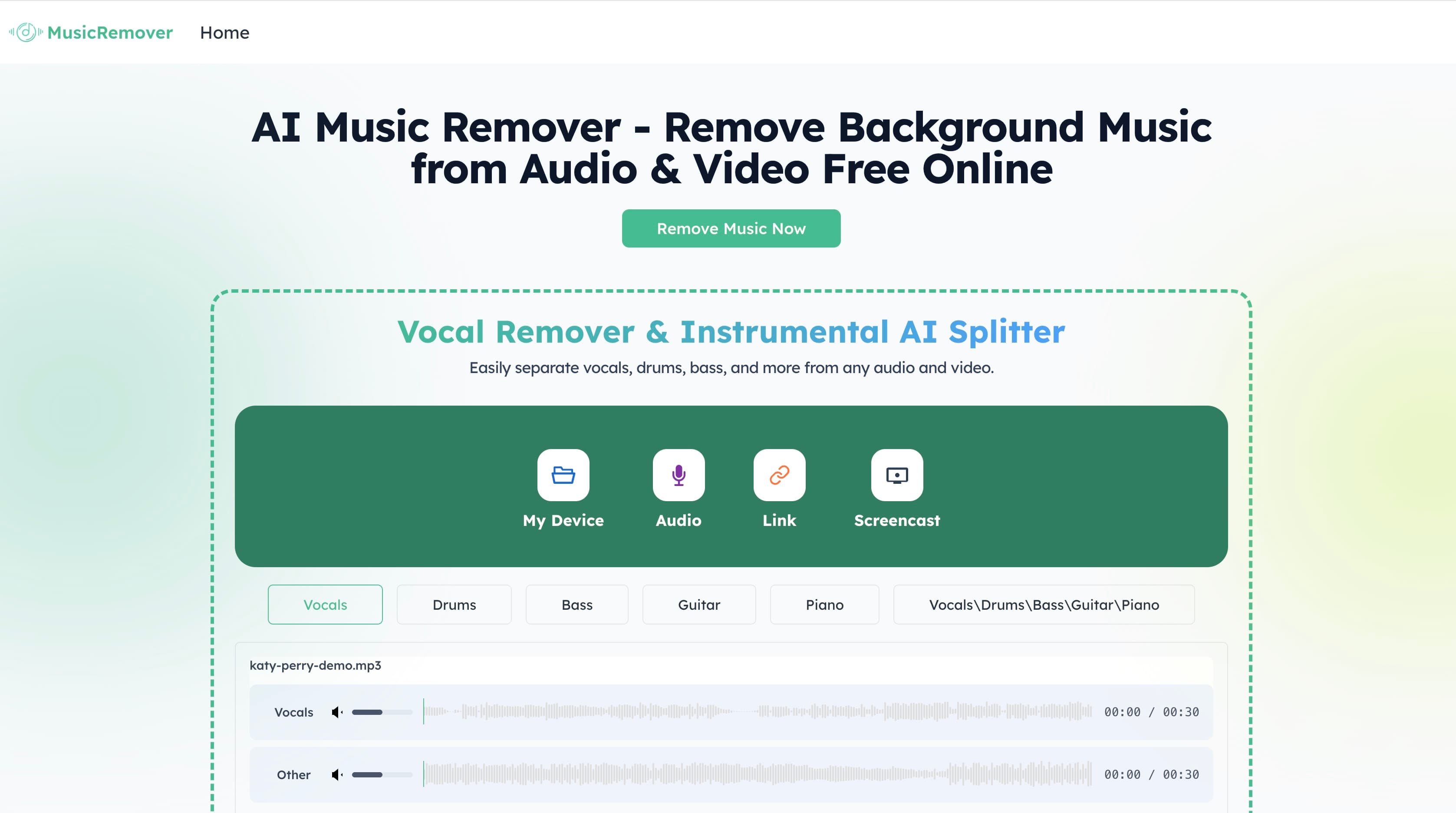 MusicRemover.ai – AI Music Remover to Remove Background Music from Audio & Video Online