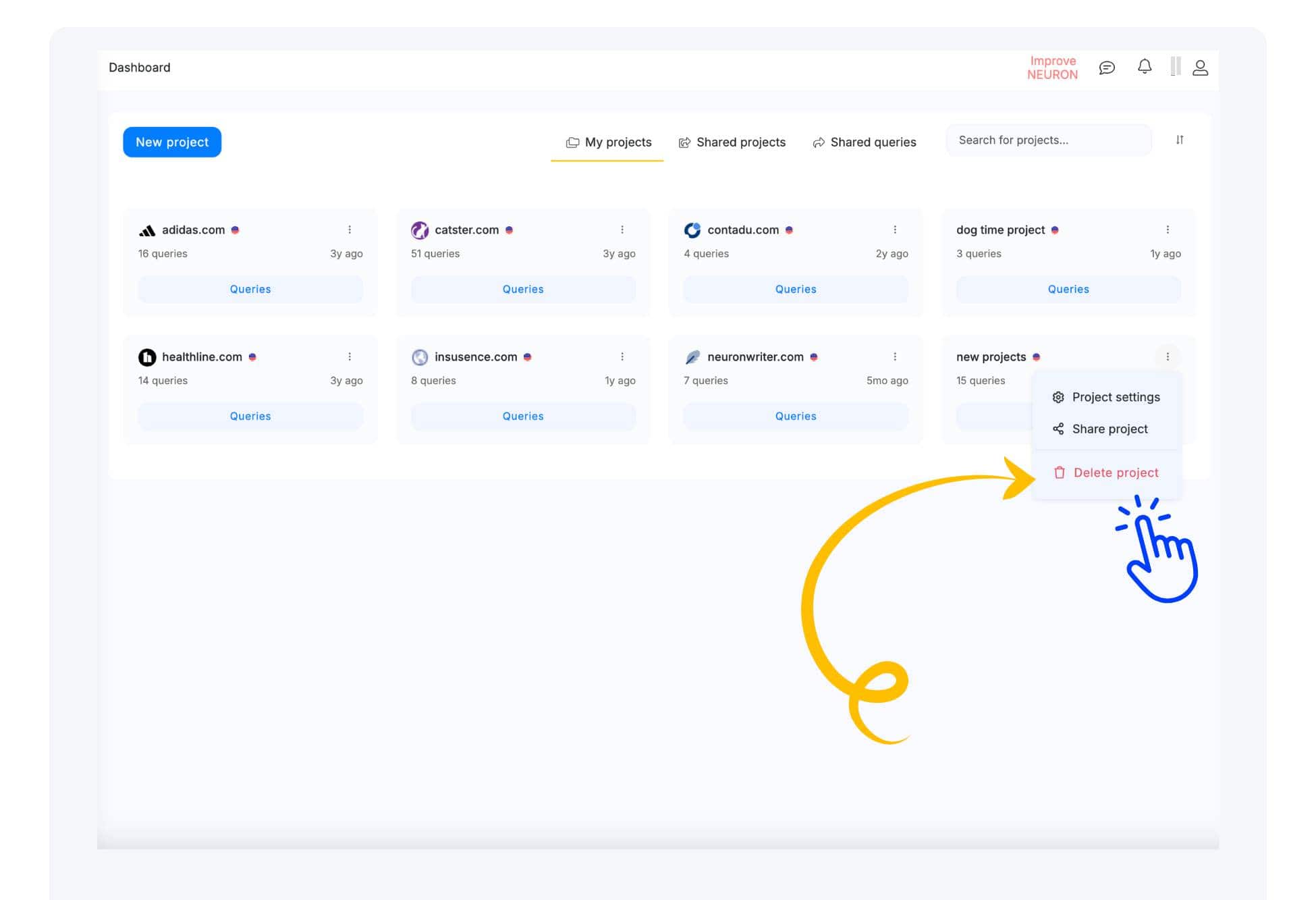 What does Project mean in NEURONwriter? - NEURONwriter: Content Optimization & AI Visi…