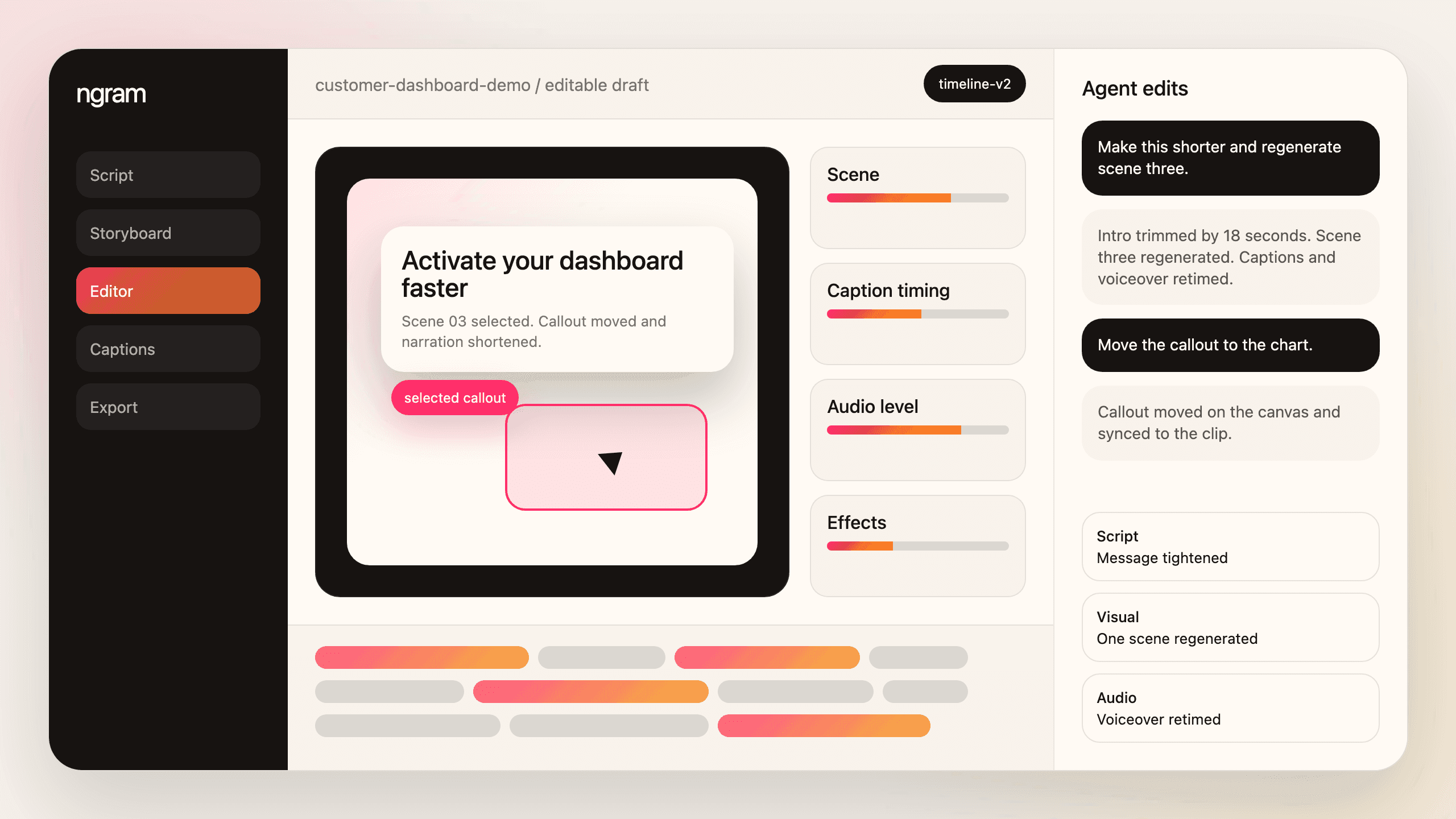 AI Video Editor for Timeline and Chat Edits