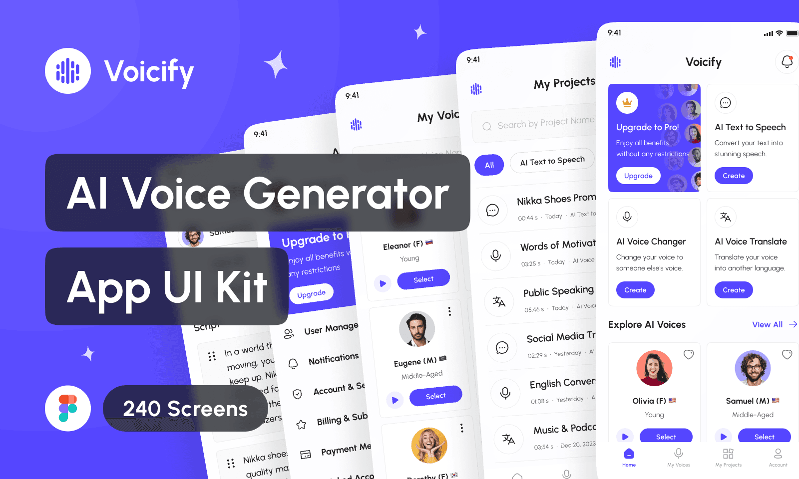 Voicify - AI Voice Generator App UI Kit
