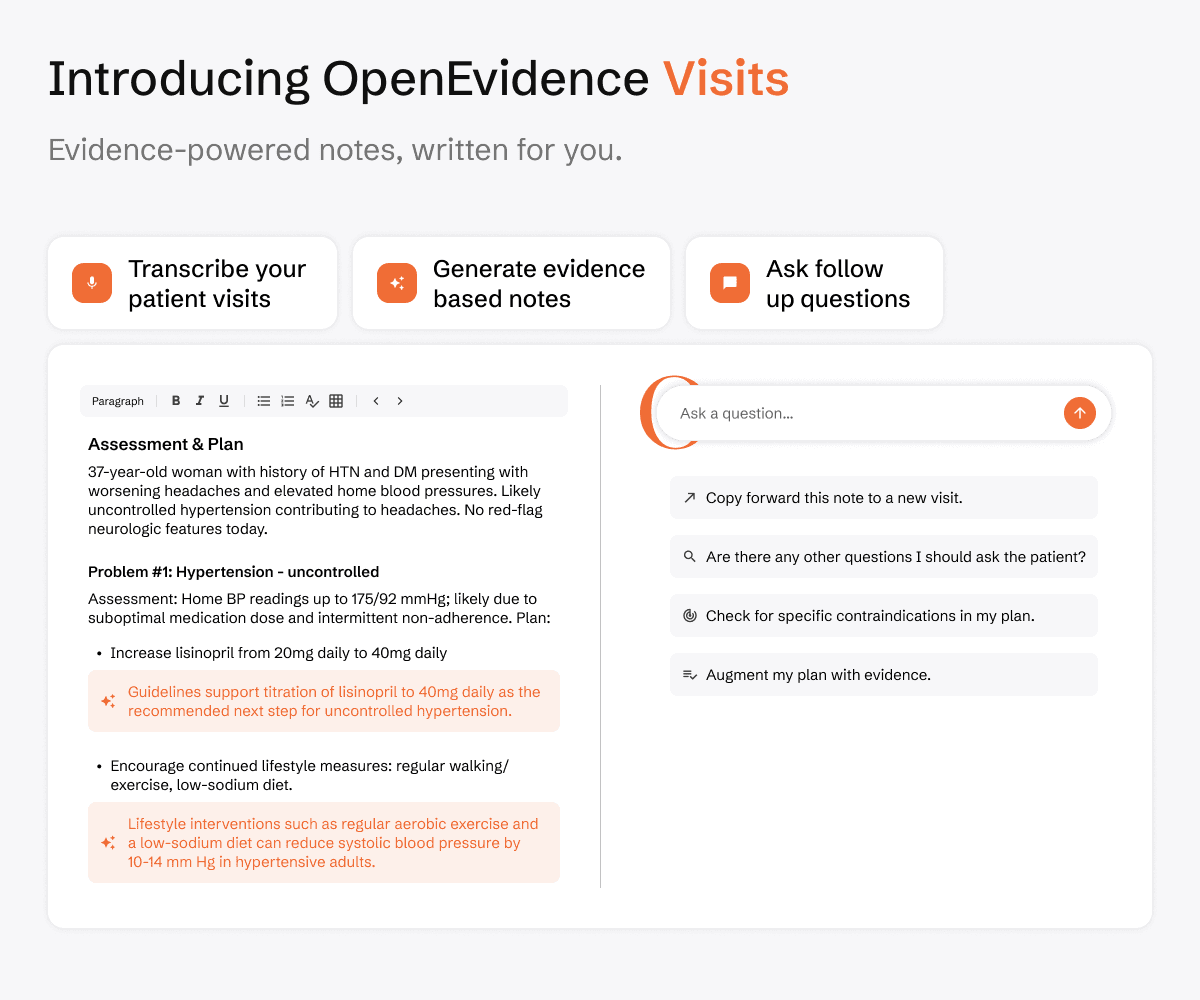 OpenEvidence Launches “Visits” : Real-Time Medical Intelligence for the Patient Visit