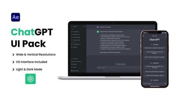 ChatGPT AI Chatbot UI Pack, Elements ft. ai & user interface compatible with After Eff…