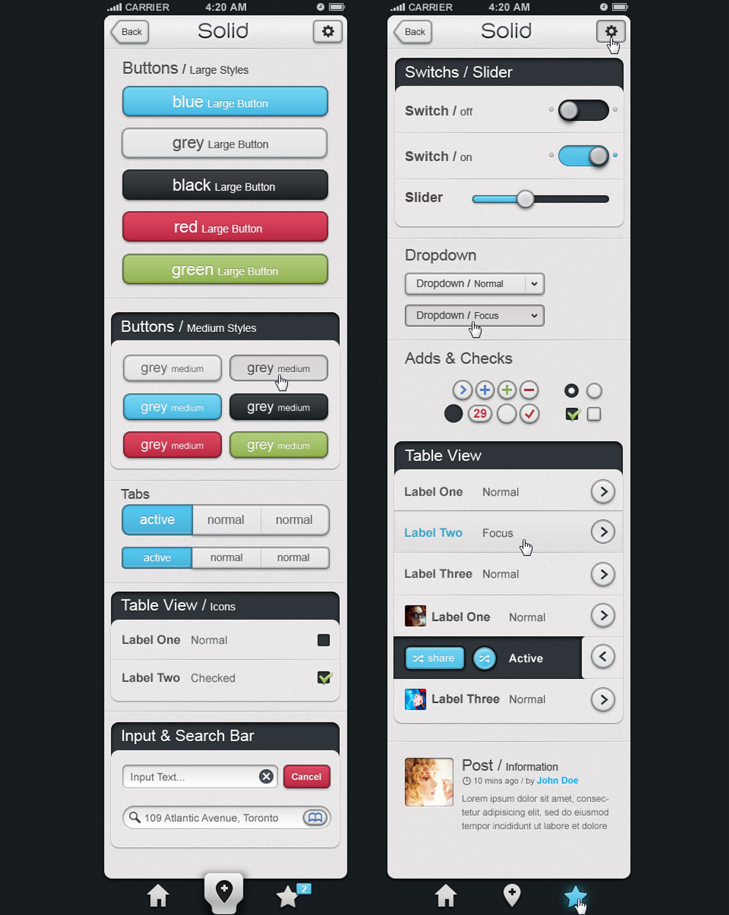 Solid iPhone App UI Kit Psd