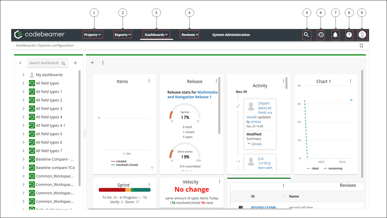 Codebeamer X User Interface