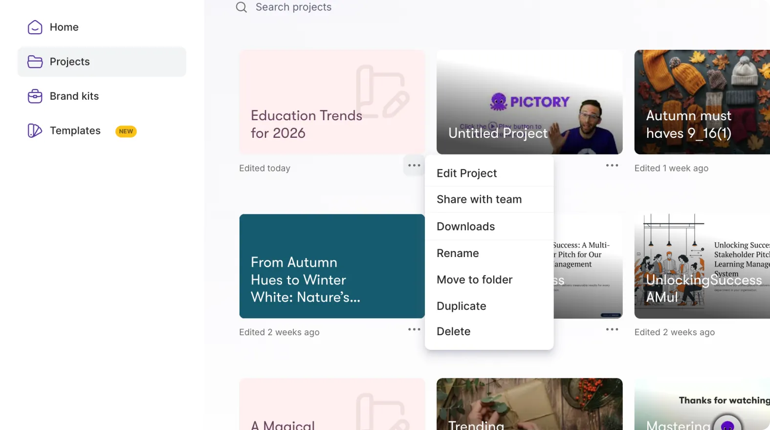 How to Use the Projects Dashboard in Pictory AI
