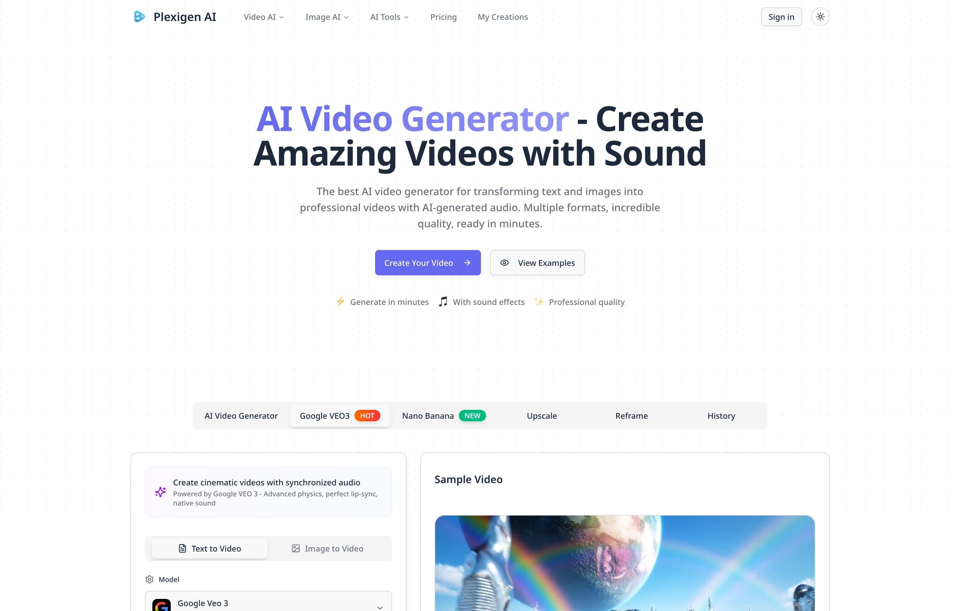 Plexigen AI - AI Video Generator with Sound