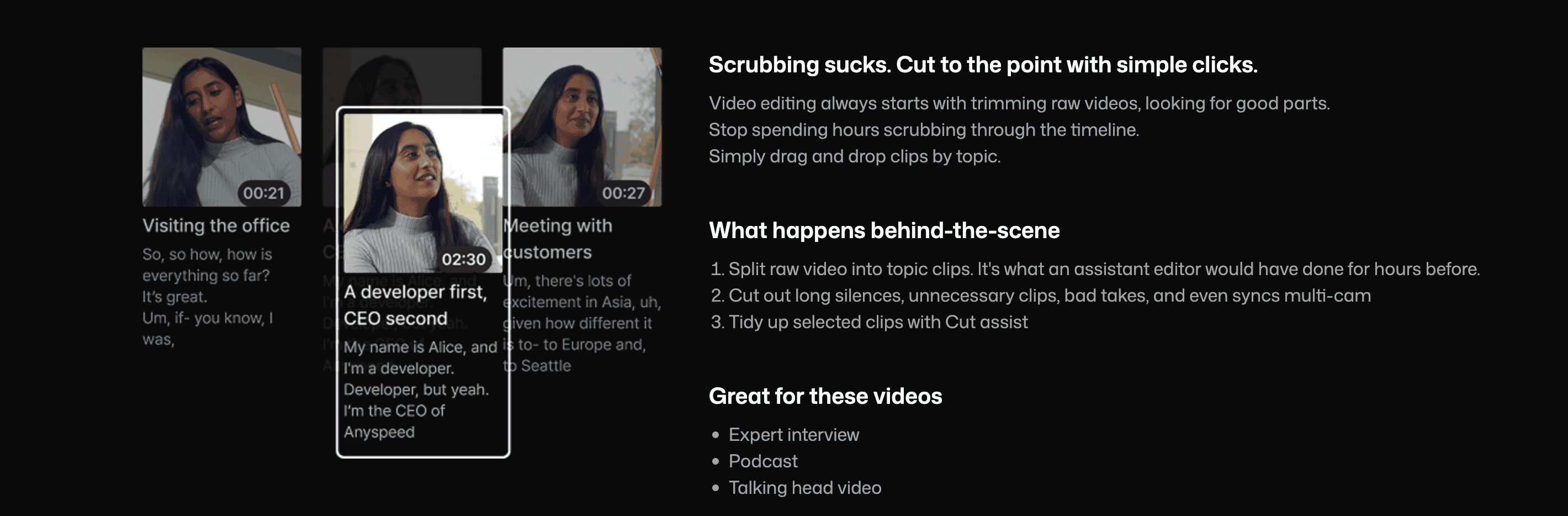 Selects by Cutback: AI Rough Cut for Video Editors