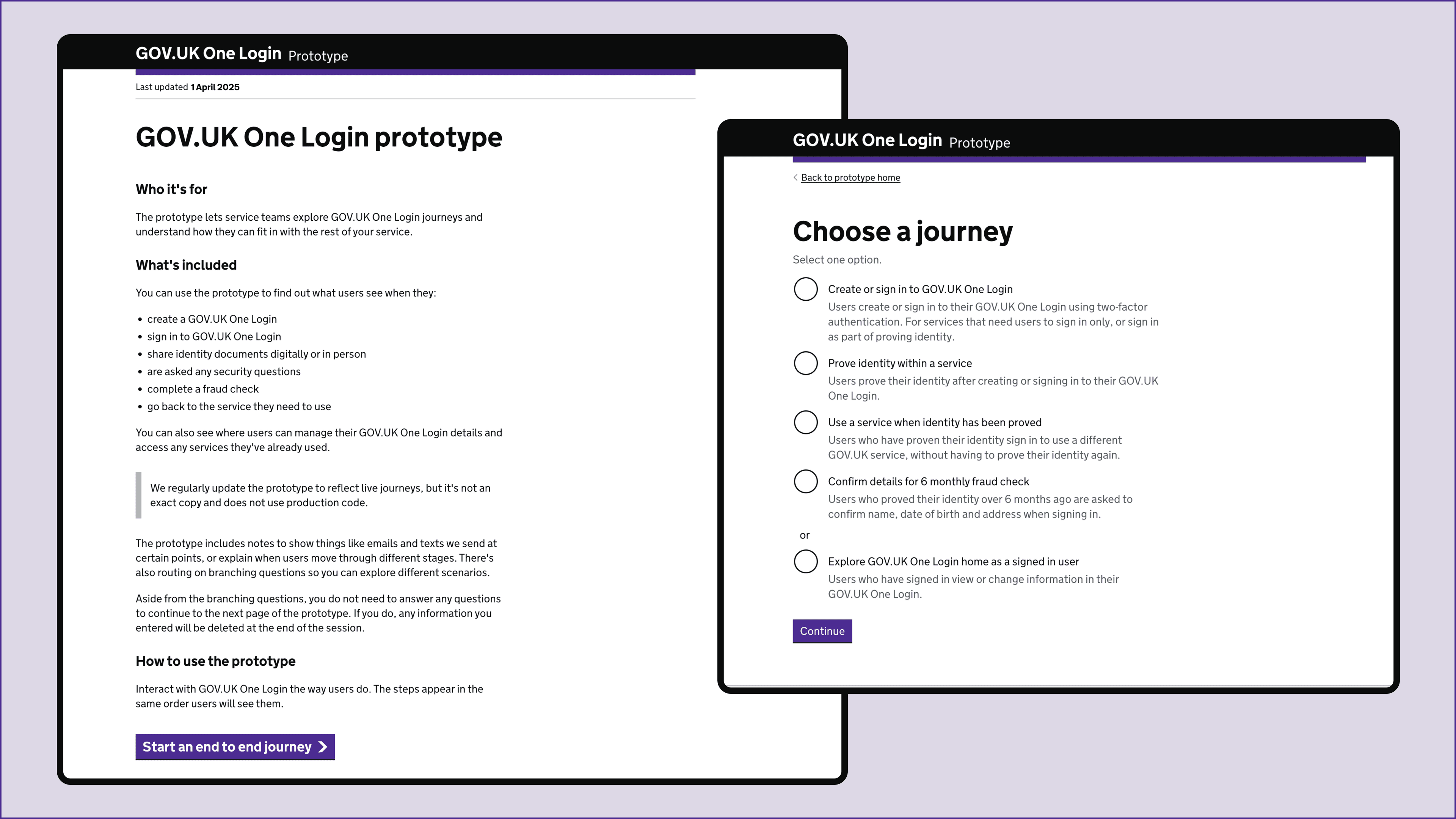 Creating interactive design documentation for GOV.UK One Login