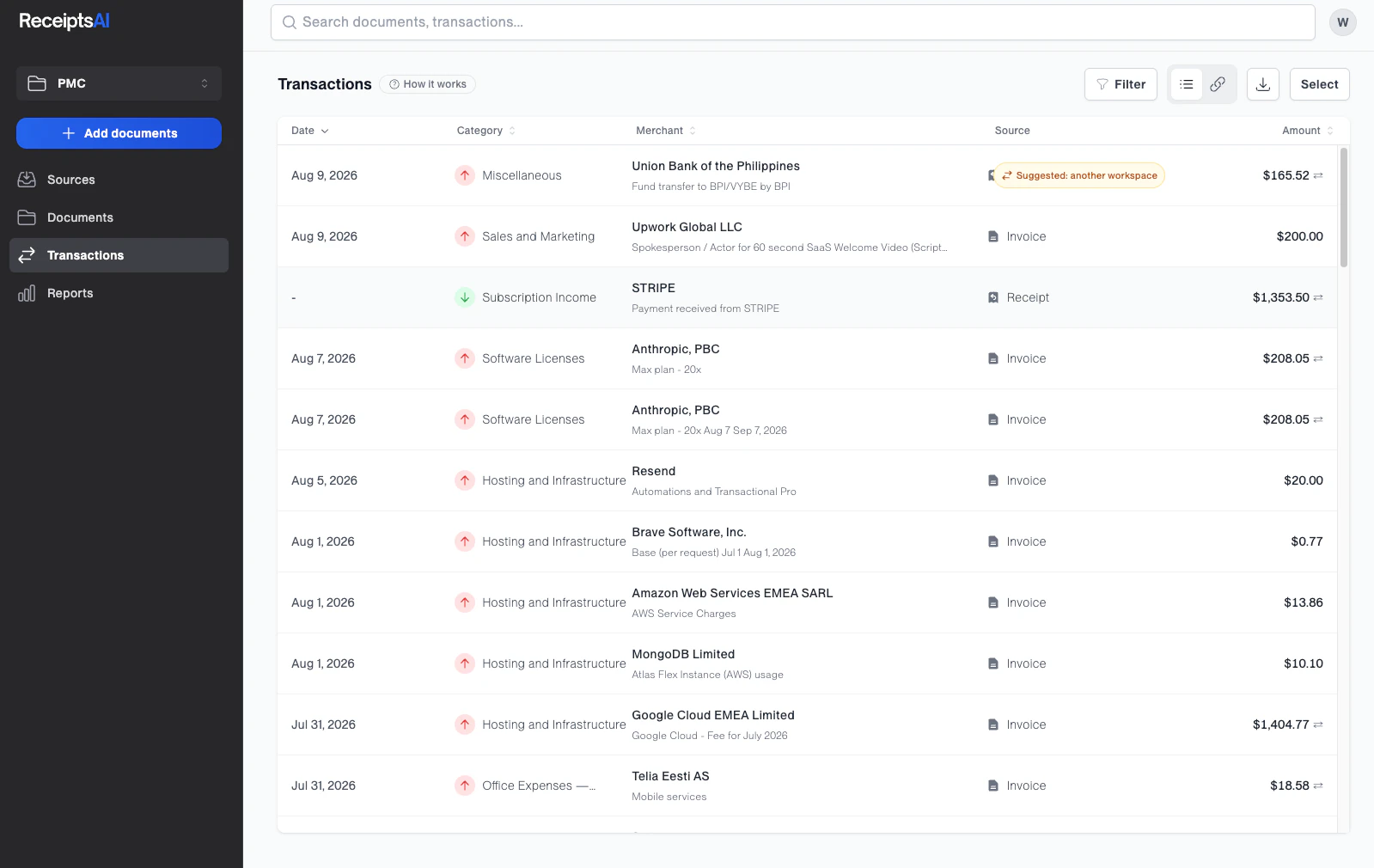 ReceiptsAI - AI Receipt Scanner & Bookkeeping Software