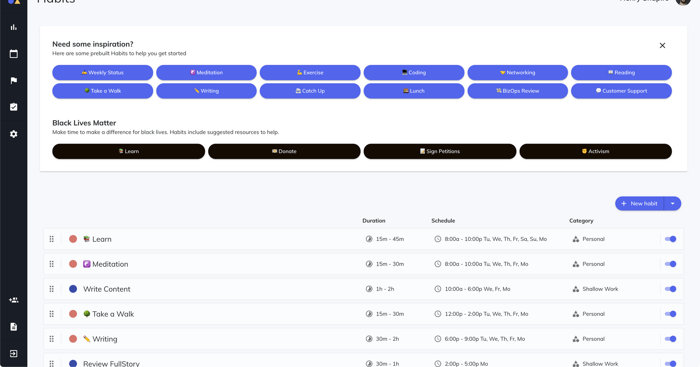 Introducing Habits: smart, automatic time blocking for your routines