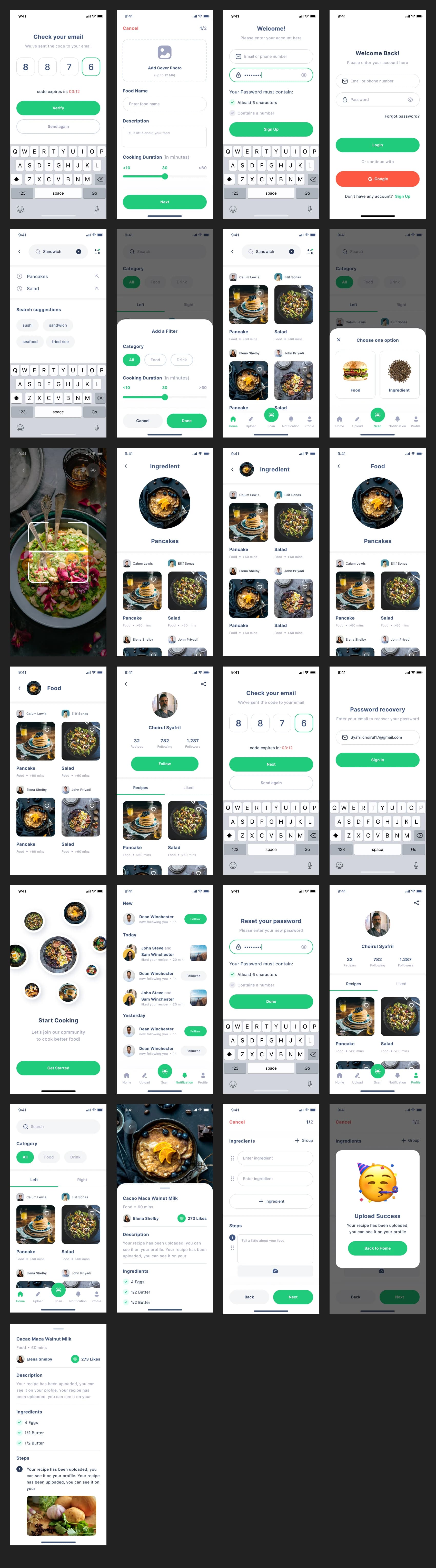 Chefio Recipe Free App UI Kit for Figma - Free UI Kit
