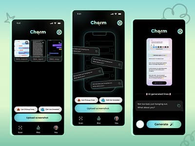 Charm AI – Smooth & Sleek Rizz Assistant UI Design! by Reza Grafix on Dribbble