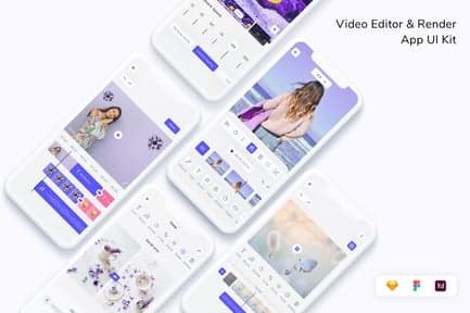 Video Editor & Render App UI Kit, UX and UI Kits ft. video & render compatible with Ad…