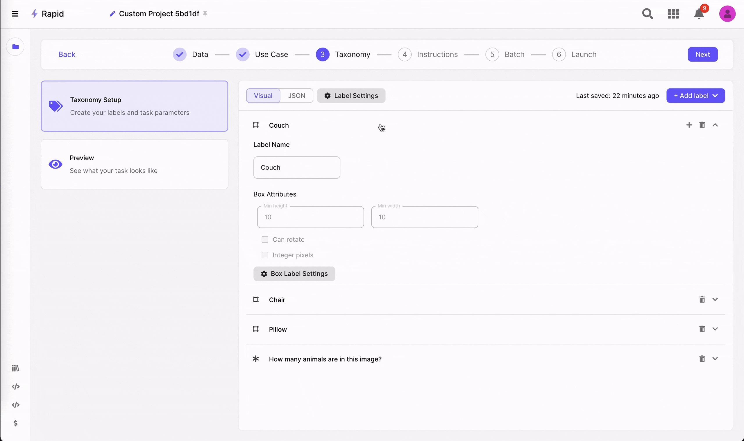 Project setup workflow (collapsed)