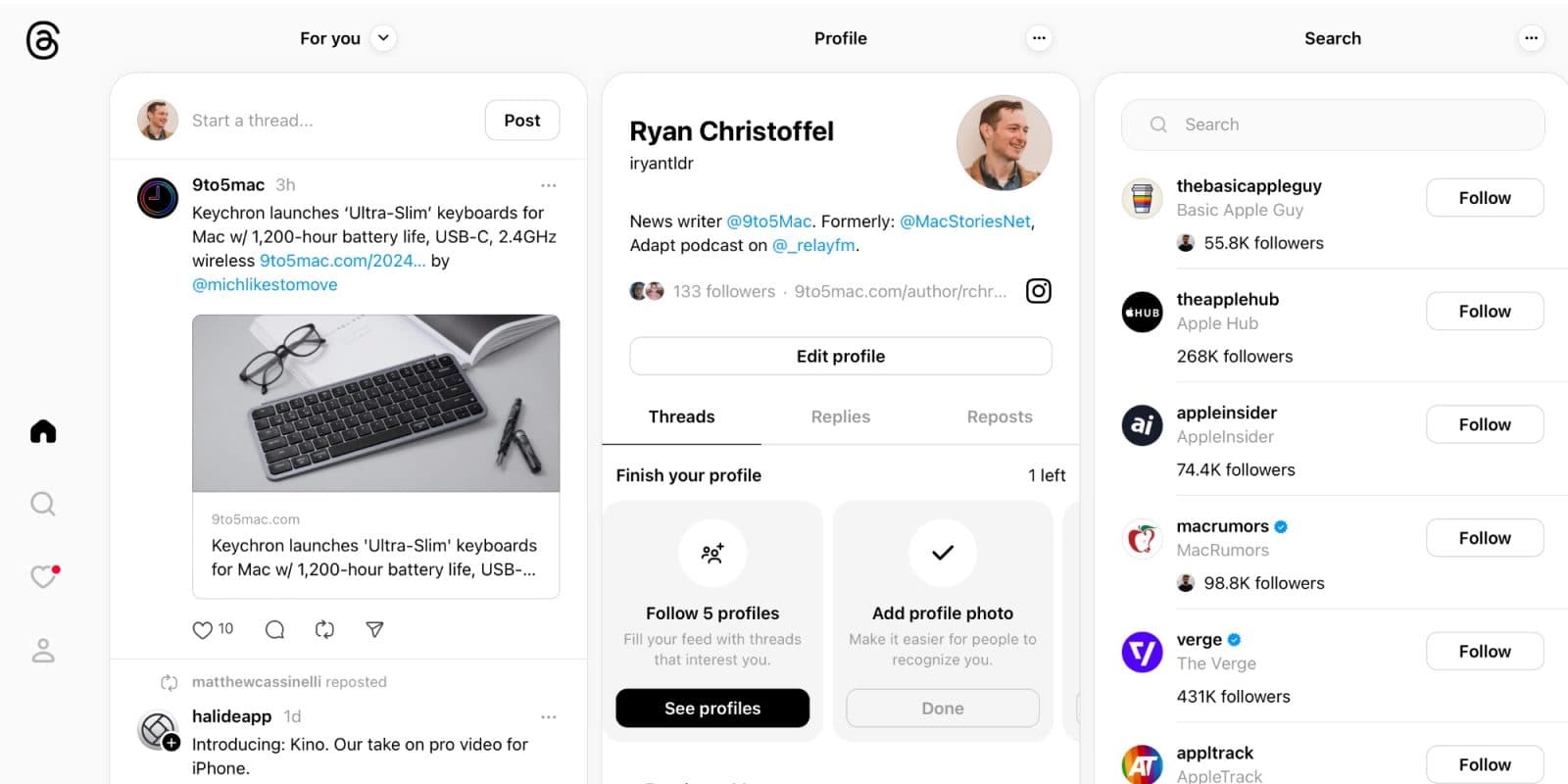Threads on desktop rolls out power user features globally