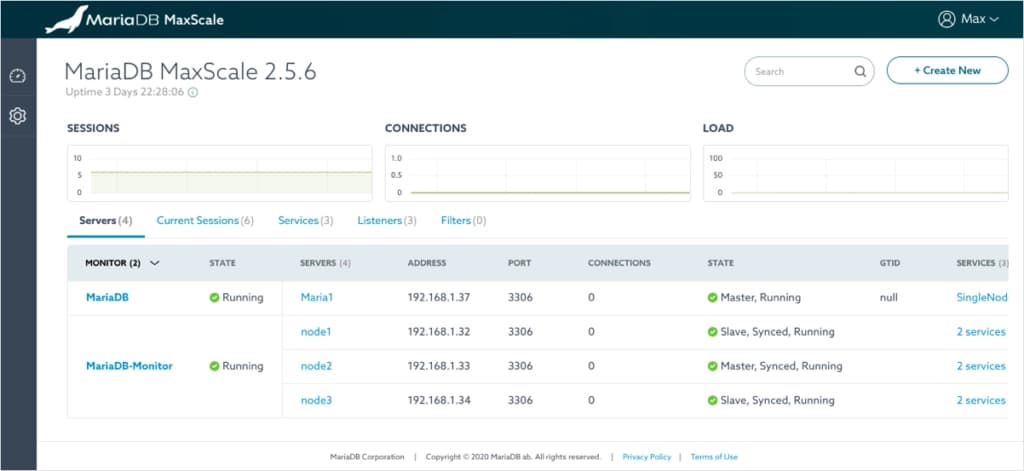 Getting started with the MariaDB MaxScale GUI
