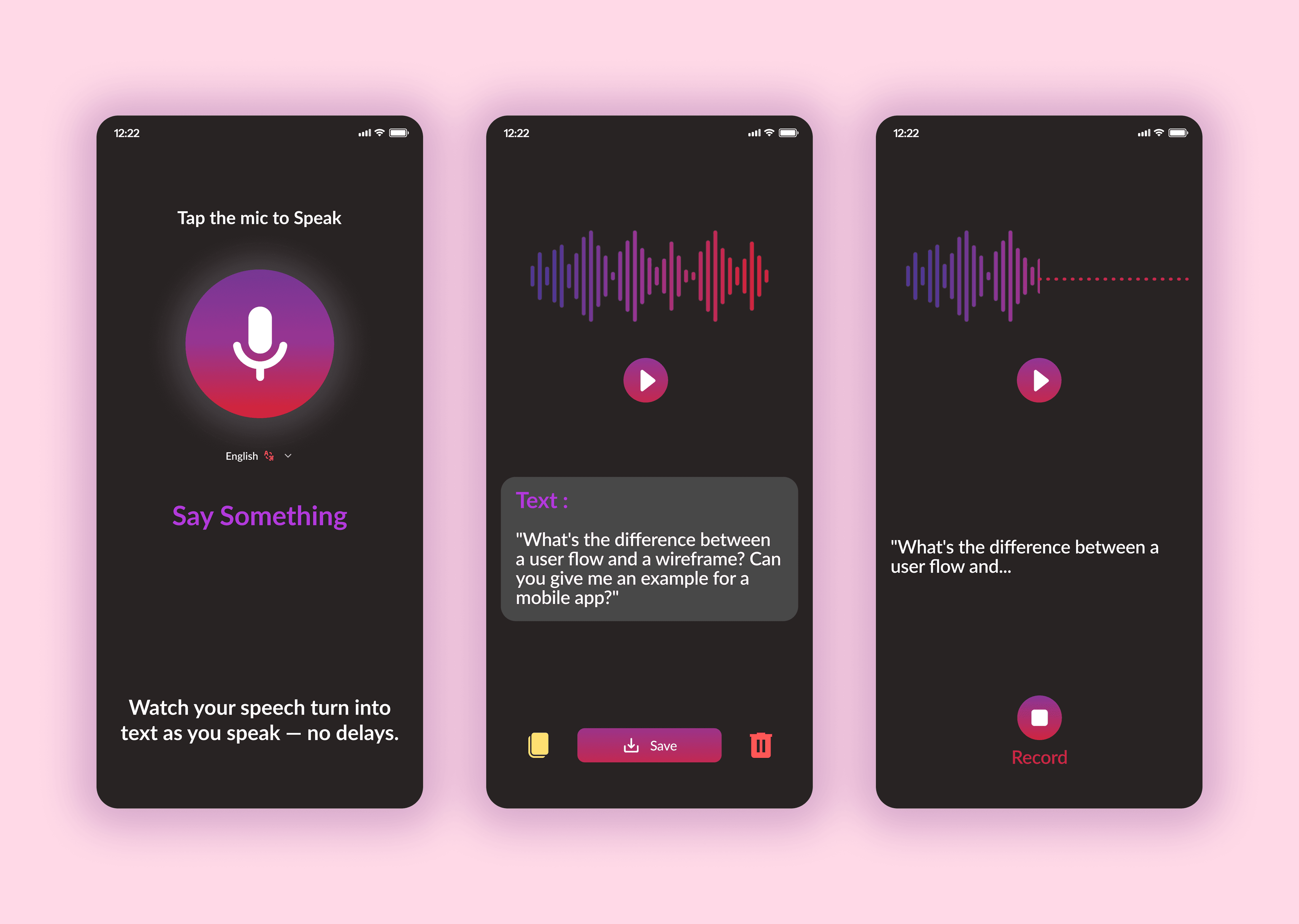 Day 79 of #100DaysOfDesign – Speech-to-Text UI by Srilatha on Dribbble