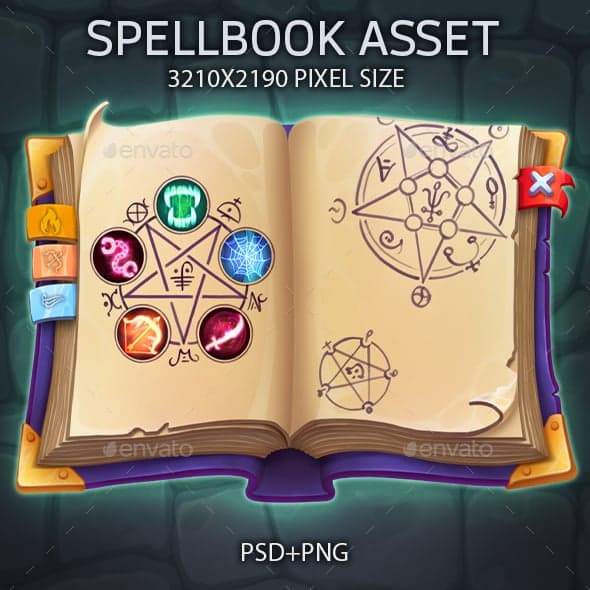 Spellbook UI Game Assets from GraphicRiver