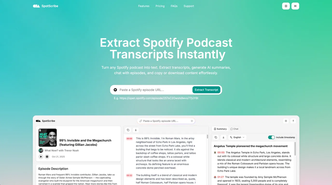 SpotScribe - AI Tool for Podcast Transcription