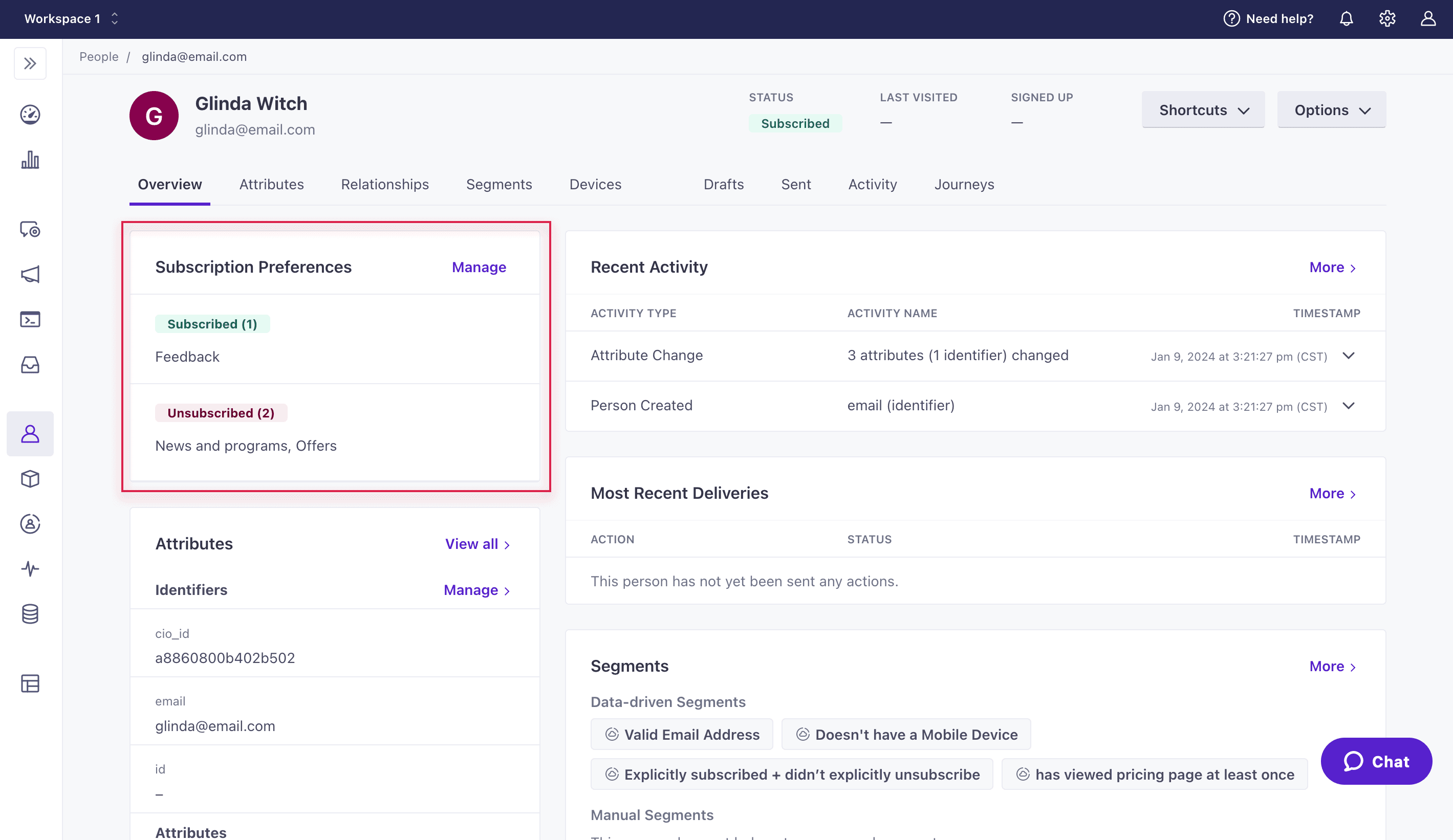 Manage subscription preferences