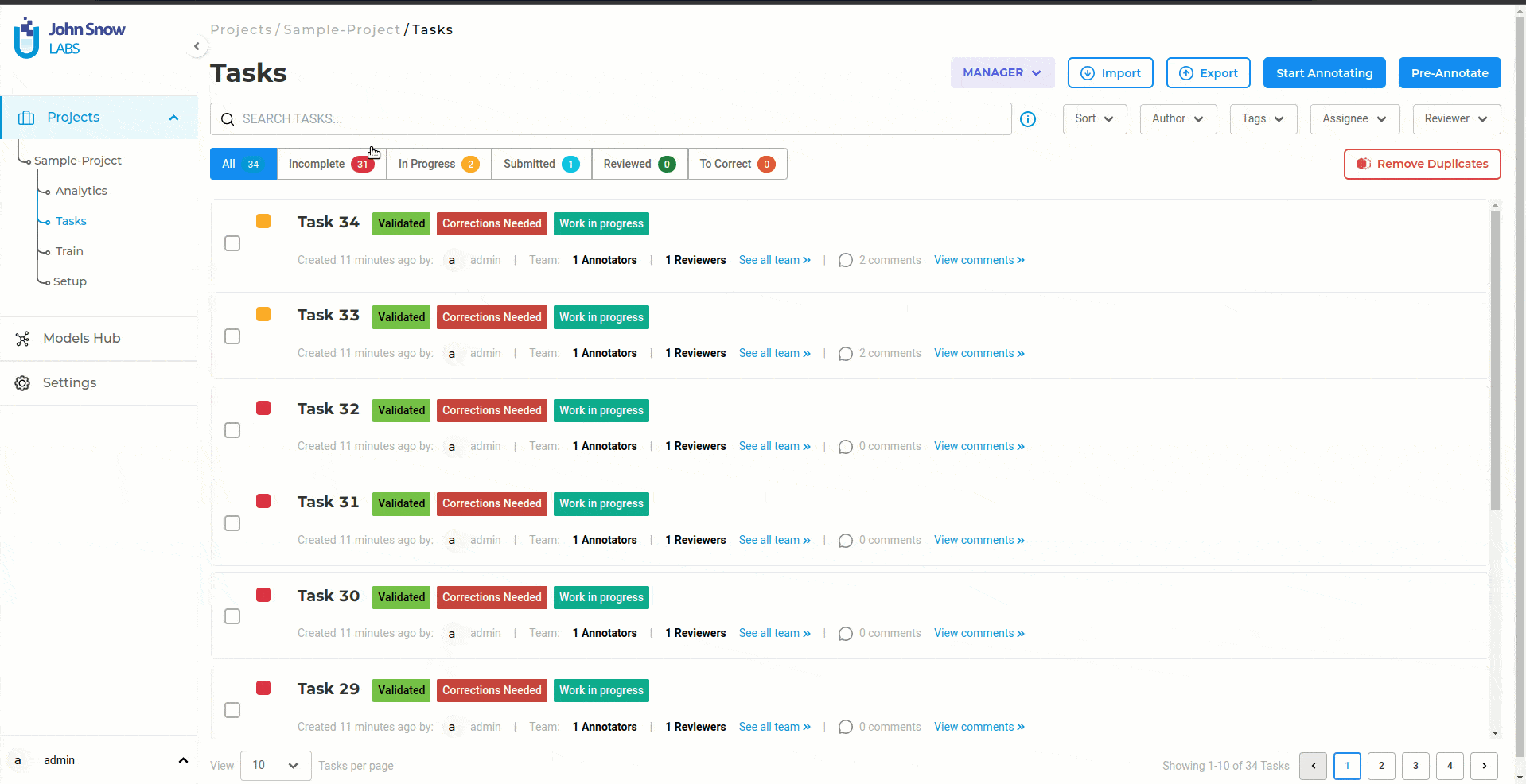 New UI and improved User Experience in Annotation Lab 4.0