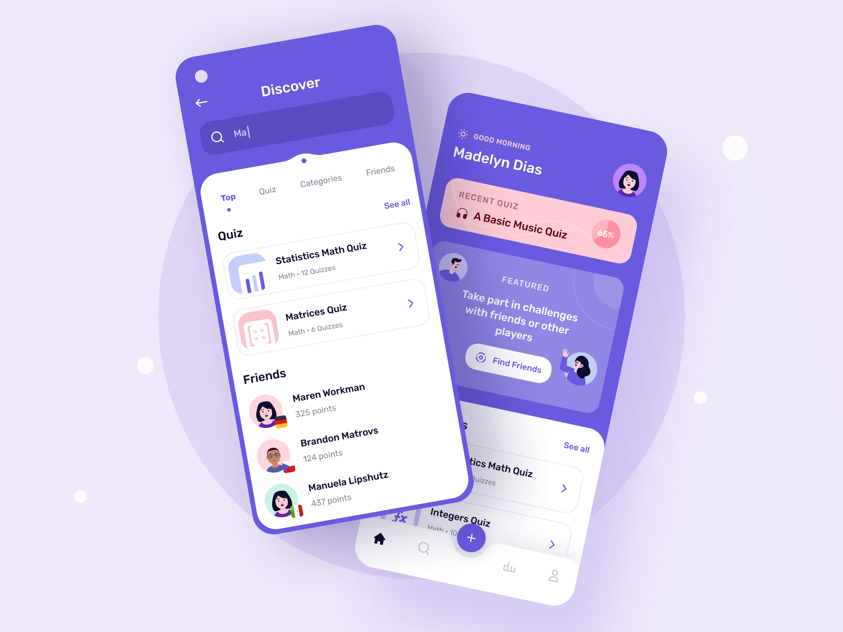 Quiz Home Screen & Discover Screen by Illiyin Studio on Dribbble