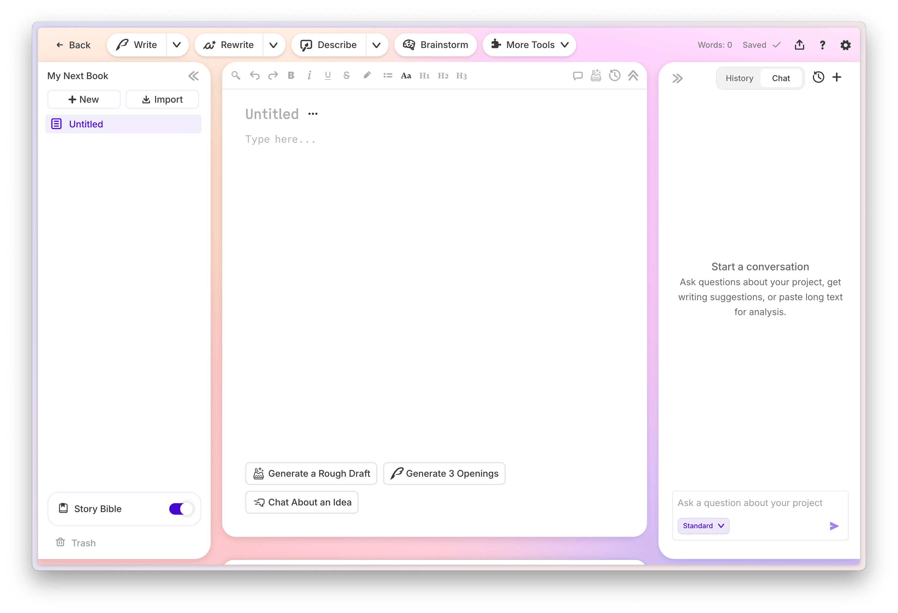 Interface – Sudowrite