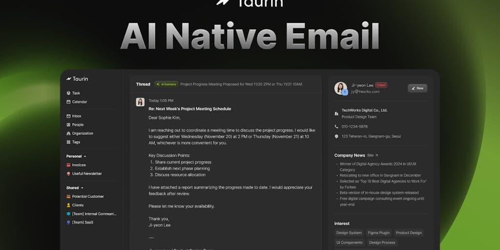 Taurin: Email Intelligence for Professionals