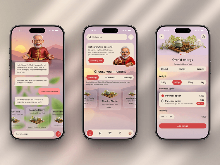 Day 04 — AI Tea Discovery Mobile App UI (First post) by Md. Shakib Islam on Dribbble