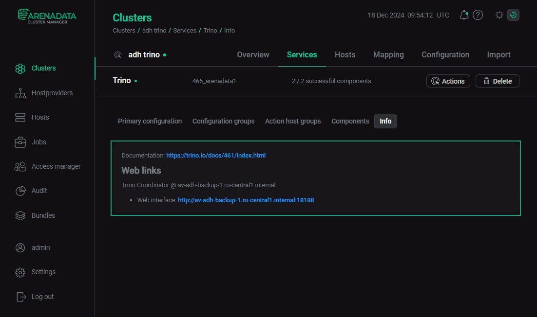 Trino user interface (UI) overview