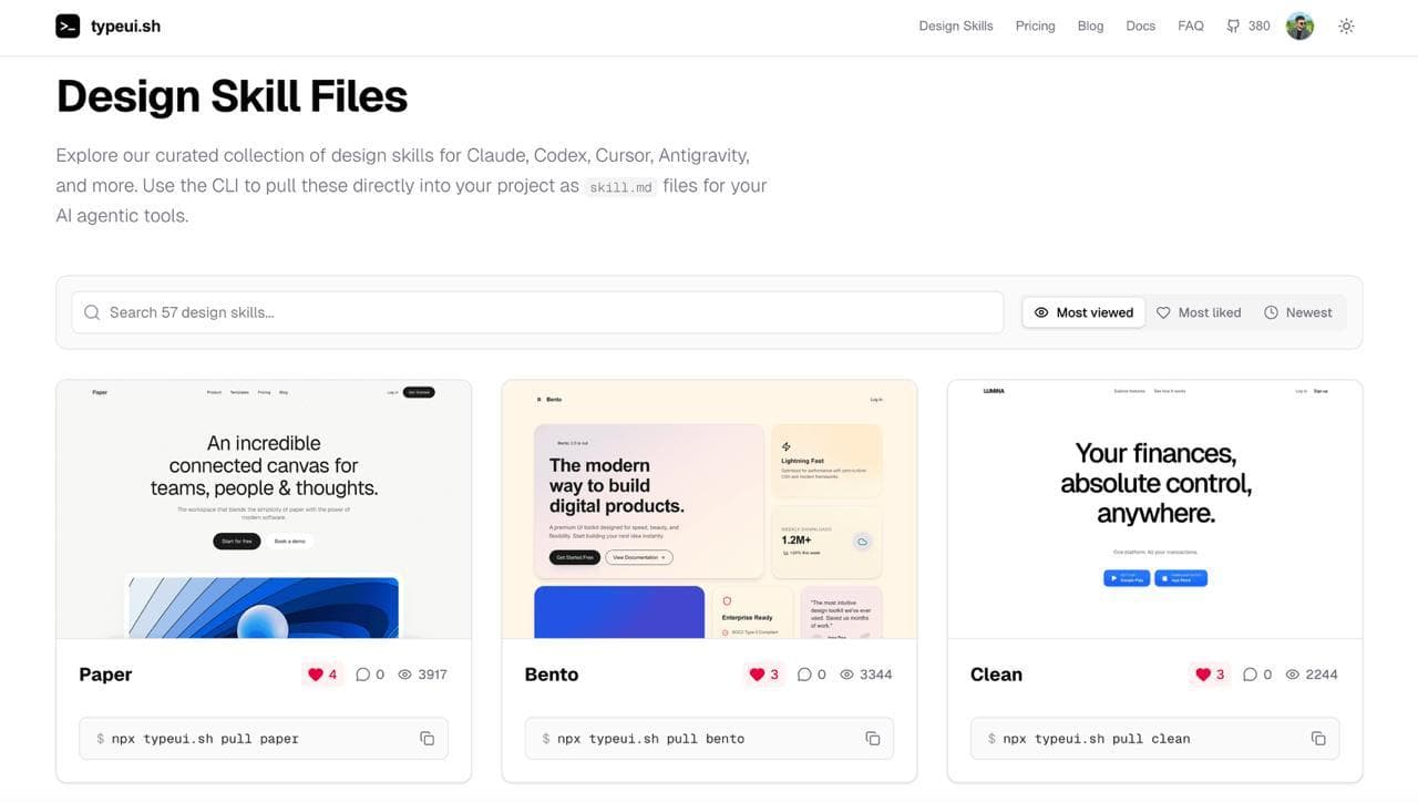 TypeUI: an open-source CLI tool to manage design md skill files for AI
