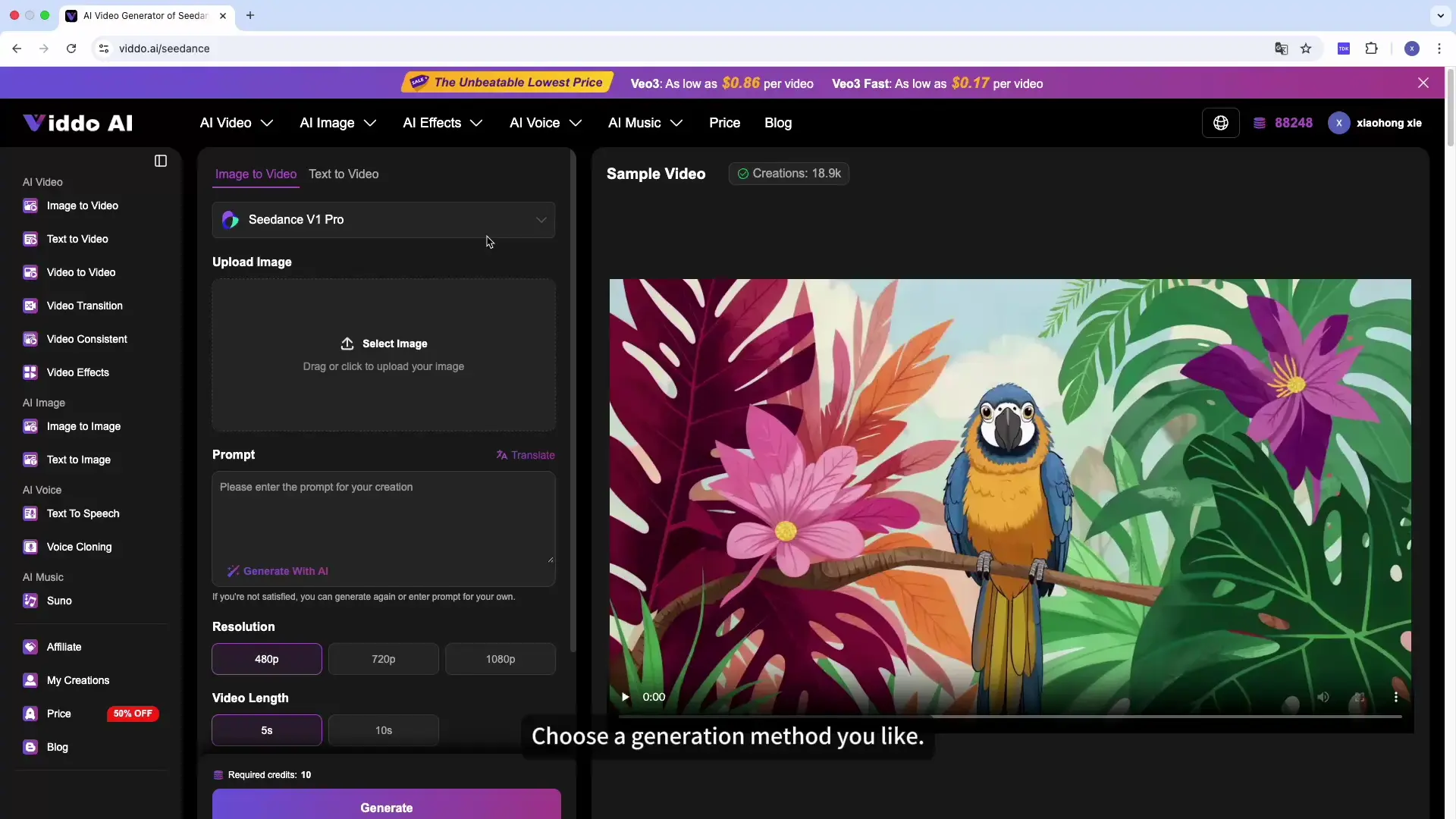 Free Text to Video AI Generator:Turn Your Ideas into Videos