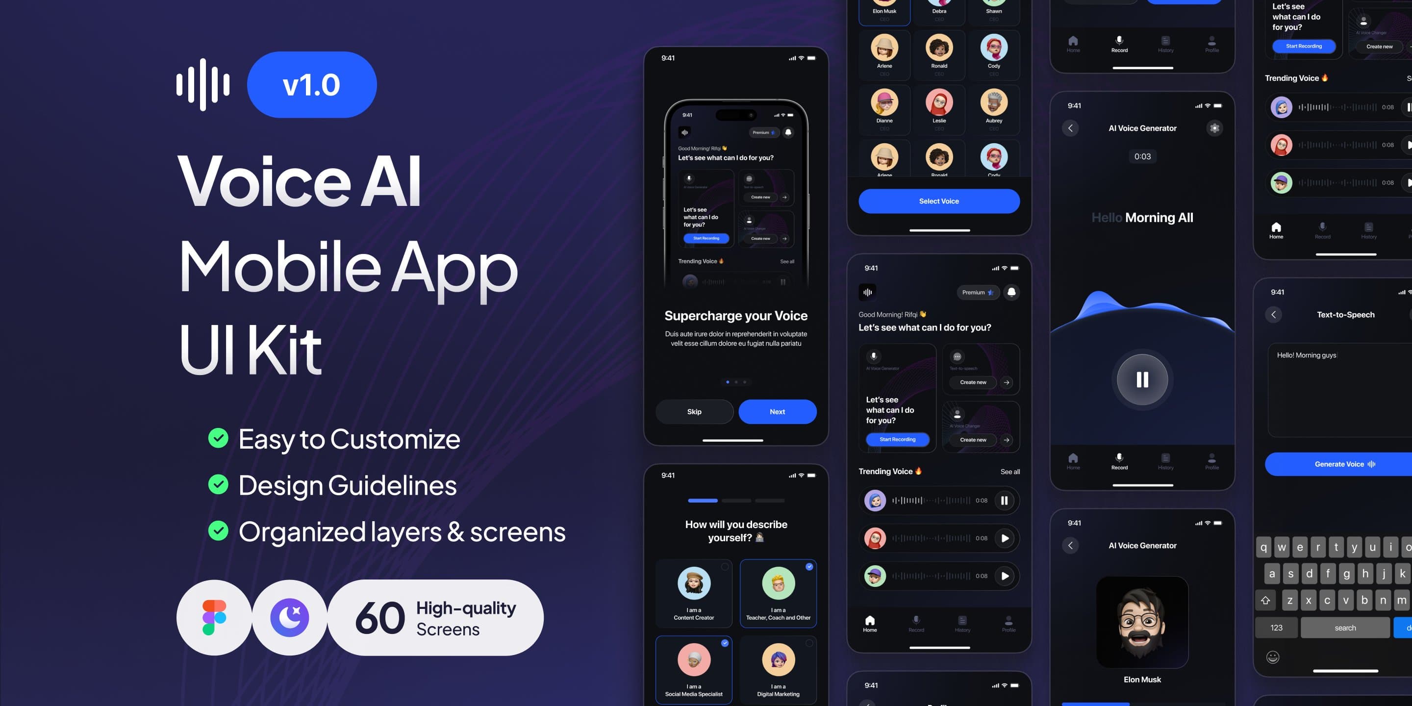 Voicely - Voice AI Mobile App UI Kit