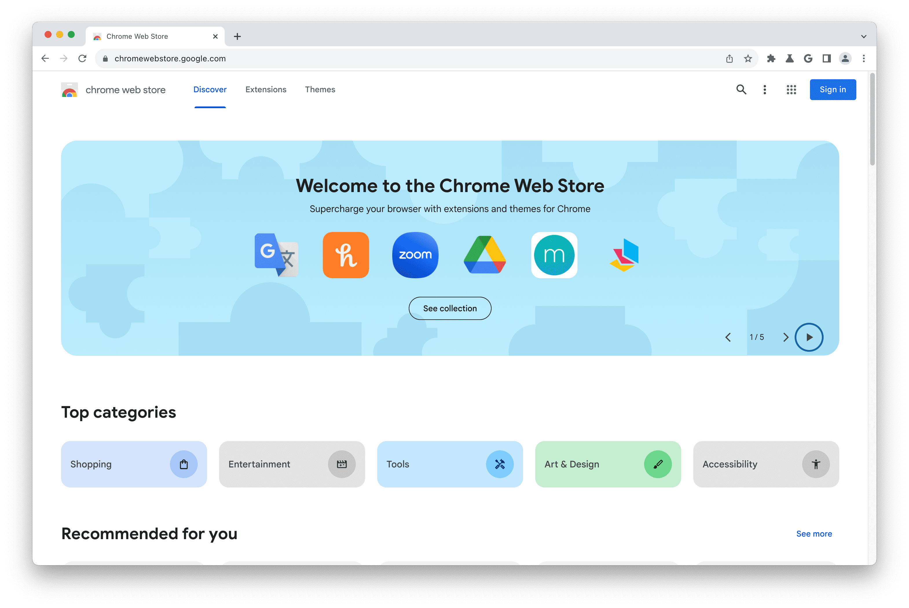 Discovery on the Chrome Web Store