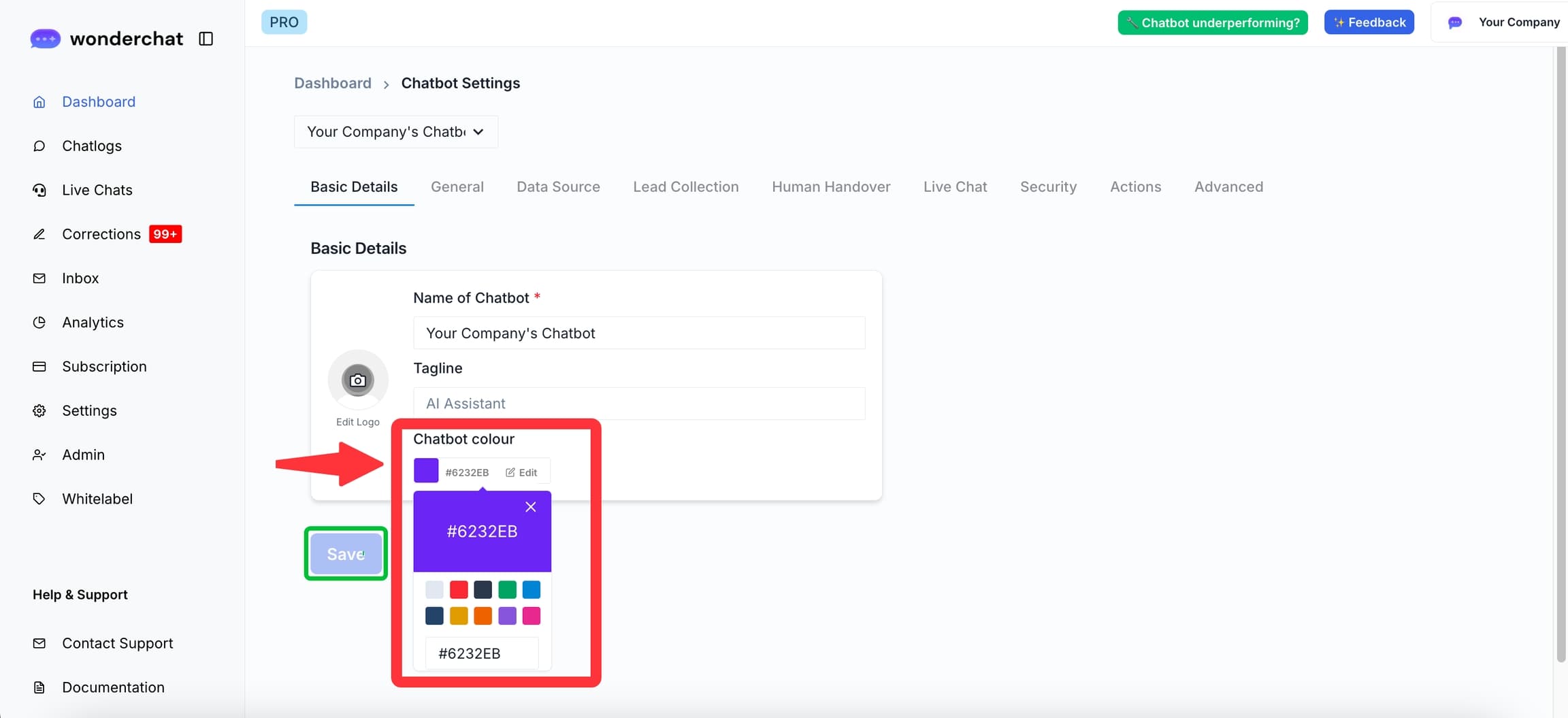 Customizing Your Chatbot's Style and Color
