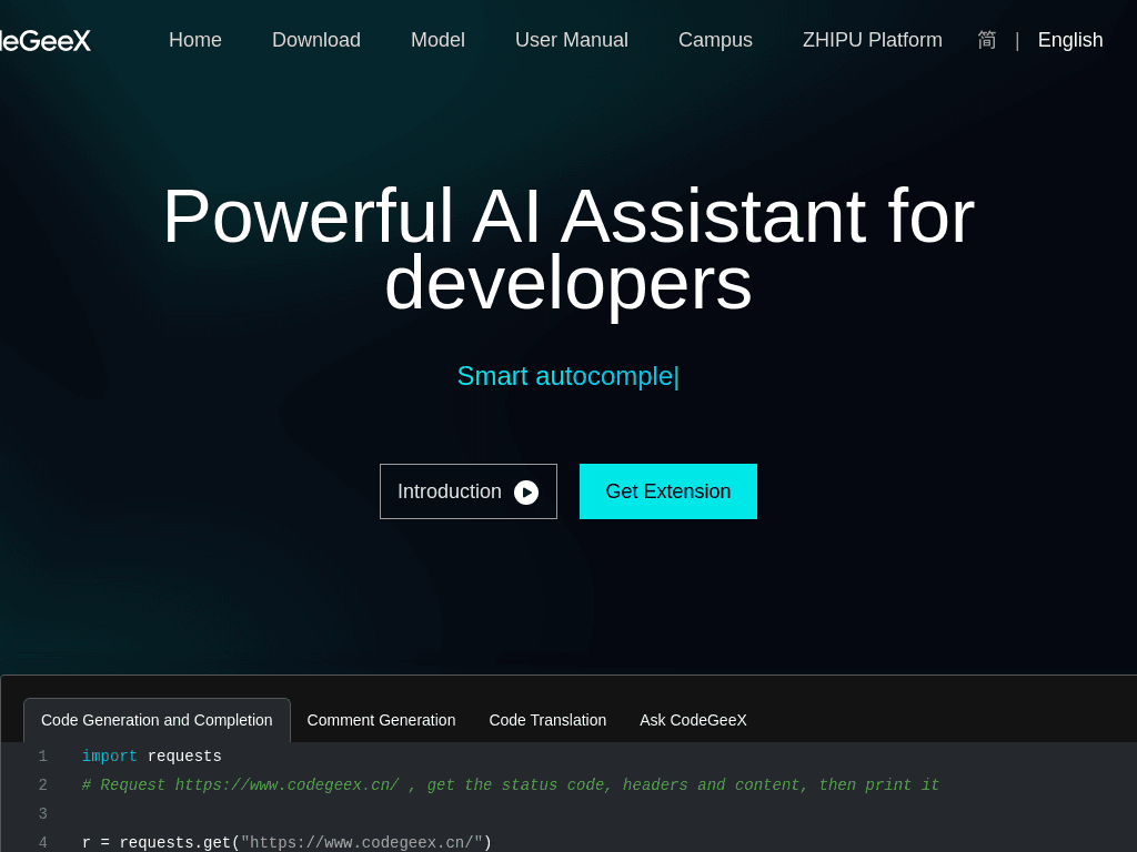 CodeGeeX screenshot